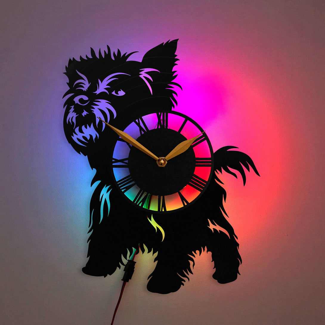 Yorkie Clock, Dog Clock, Animal Clock, Pet Lover Clock, Dog Silhouette Clock, Sweety Clock, Dog, Yorkie
