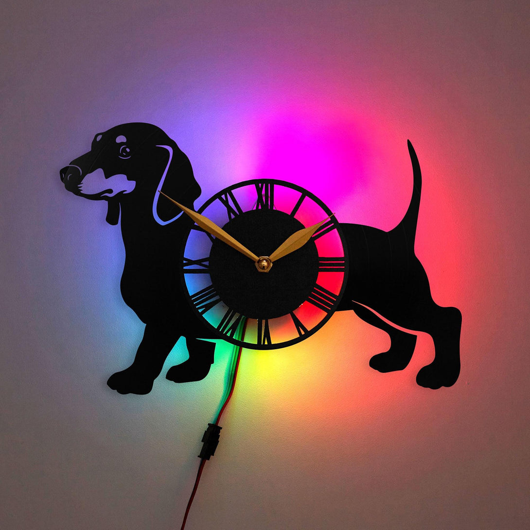 Weenie Dog Clock, Dachshund Clock, Dog Clock, Pet Wall Clock, Black Dog Wall Decor, Weenie Dog, Dachshund