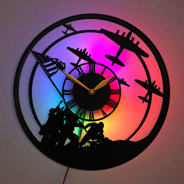 Army Clock, Military Clock, Airplane Clock, Patriotic Wall Clock, Soldier Clock, Flag and Airplane Wall Decor, Army, Military