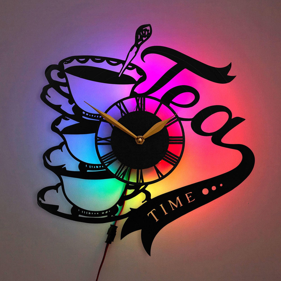 Tea Clock, Tea Decor, Tea Time Clock, Tea Lover Gift, Tea Time Decor, Kitchen Wall Clock, Teacup Design Clock, Tea