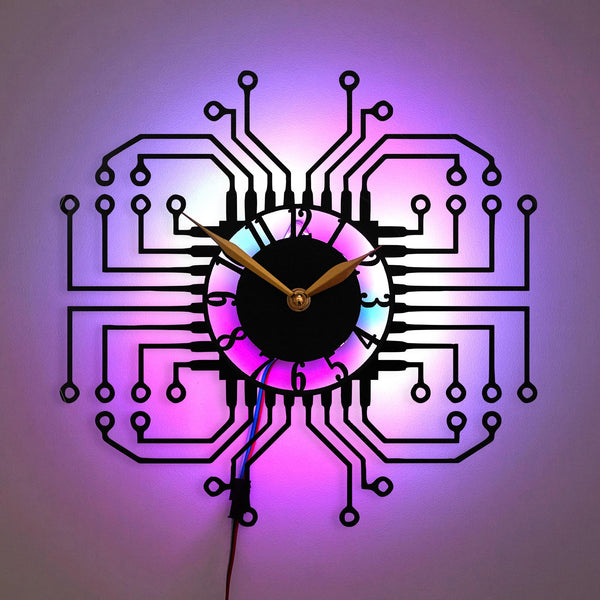 Computer Clock, Tech Theme Clock, Electronics Clock, Computer Chip Clock, Science Clock, Digital Design Clock