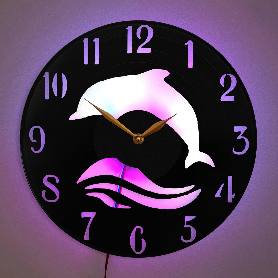Dolphin Clock, Ocean Wave Clock, Marine Life Clock, Dolphin Design Clock, Nautical Wall Decor, Ocean Wave Decor Clock, Sea Life Clock, Dolphin