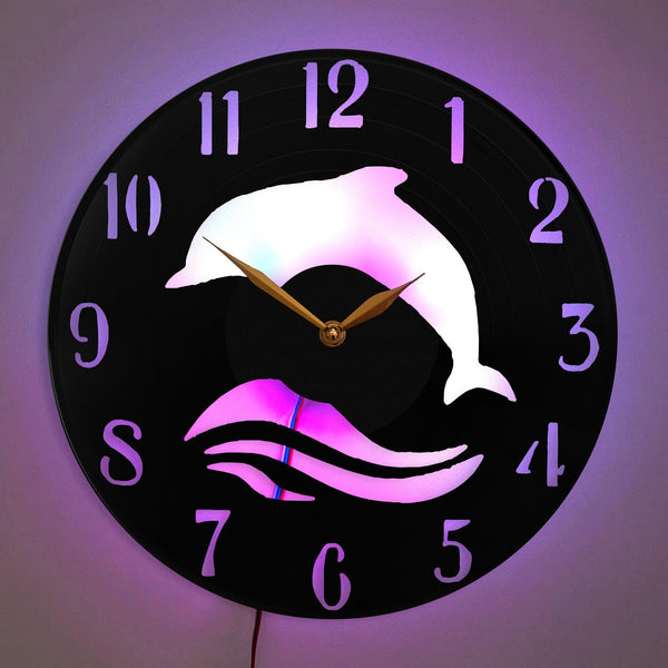 Dolphin Clock, Ocean Wave Clock, Marine Life Clock, Dolphin Design Clock, Nautical Wall Decor, Ocean Wave Decor Clock, Sea Life Clock, Dolphin