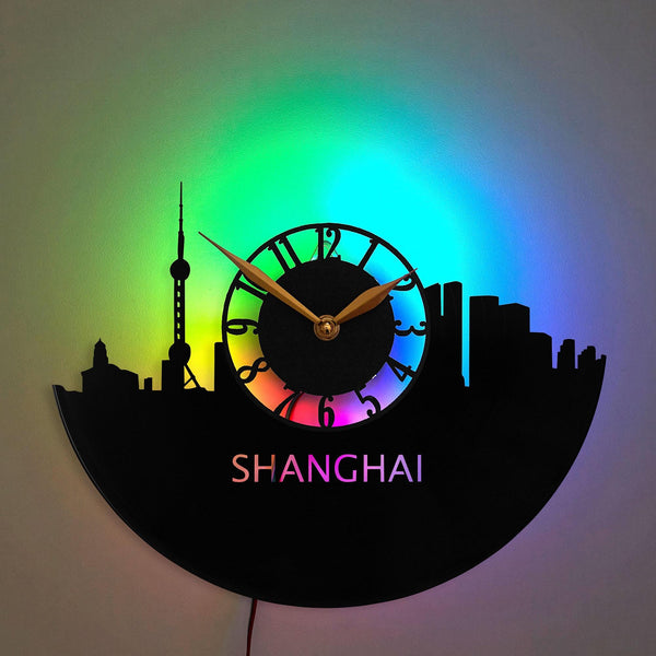 Shanghai Clock, Shanghai Skyline Clock, Cityscape Clock, Shanghai Lover Gift