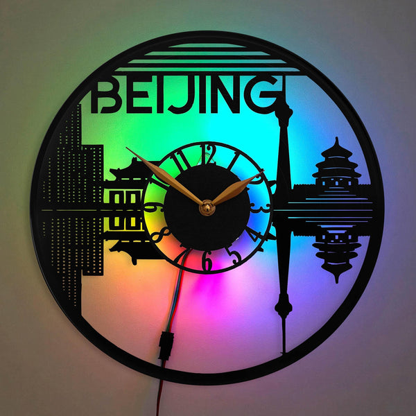 Beijing Clock, Beijing Gift, City Skyline Silhouette Clock, Travel Inspired Decor