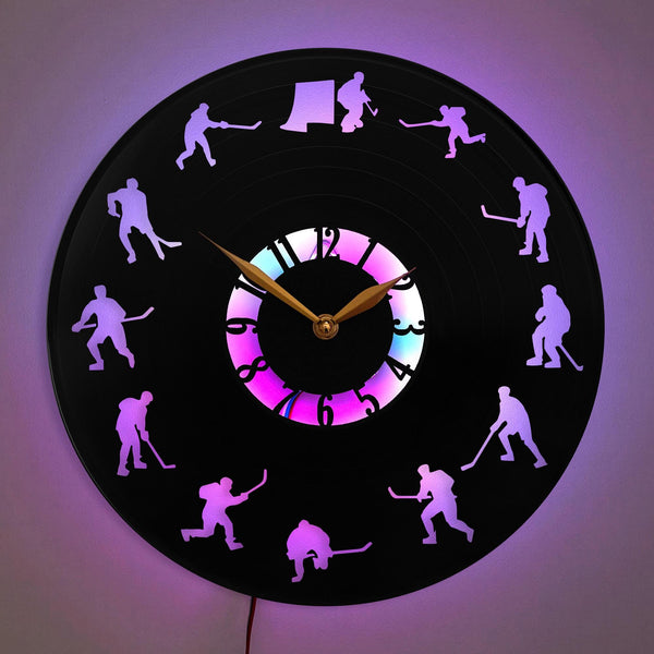 Hockey Clock, Ice Hockey Clock, Hockey Player Silhouette Clock, Sports Decor Clock, Hockey Enthusiast Gift, Hockey Game Wall Art, Hockey