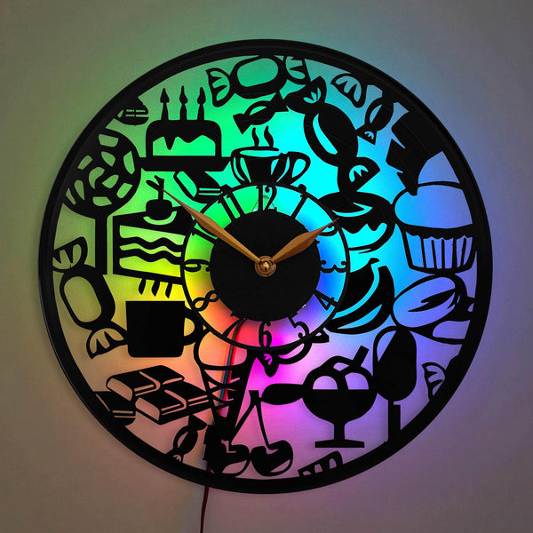 Candy Clock, Food Theme Clock, Sweets and Desserts Clock, Cake Clock, Cupcake Clock, Coffee Cup Clock, Lollipop Clock
