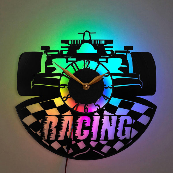 Racing Car Wall Clock, Racing Car Decor, Formula Car Clock, Motorsports Themed Clock, Speed Enthusiast Gift,  Car Lover Decor