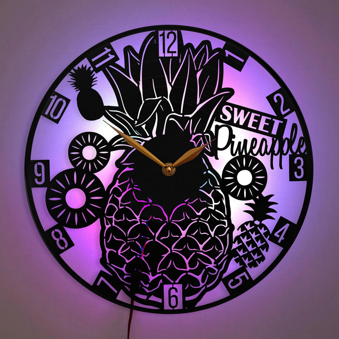 Pineapple Clock, Pineapple Decor, Fruit Design Clock, Tropical Wall Clock, Kitchen Wall Art, Pineapple Silhouette Clock, Tropical Decor, PIneapple, Sweet Pineapple