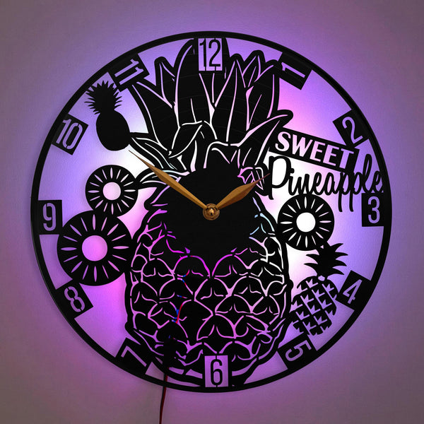 Pineapple Clock, Pineapple Decor, Fruit Design Clock, Tropical Wall Clock, Kitchen Wall Art, Pineapple Silhouette Clock, Tropical Decor, PIneapple, Sweet Pineapple