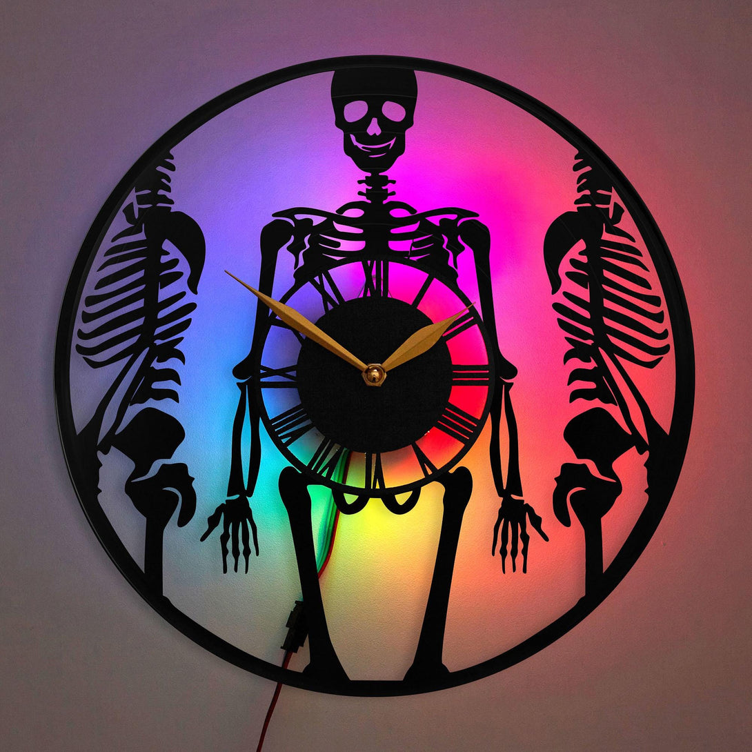 Skeleton Clock, Skeleton Gift, Skeleton Decor, Halloween Clock, Bone Clock, Halloween Decor, Skeleton, Halloween