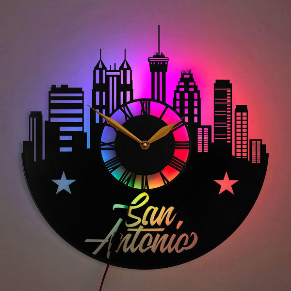 San Antonio Wall Clock, City Skyline Clock, Urban Decor, Modern Clock, San Antonio