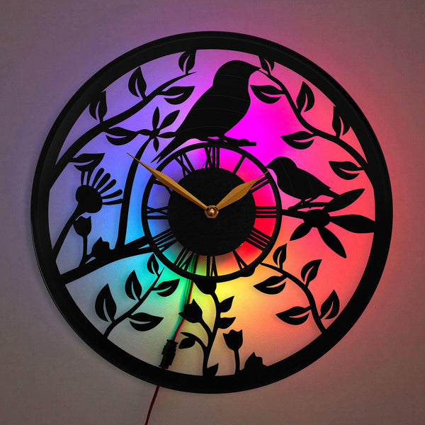 Robin Wall Clock, Bird Clock, Nature Clock, Floral Clock, Spring Decor, Birds, Spring