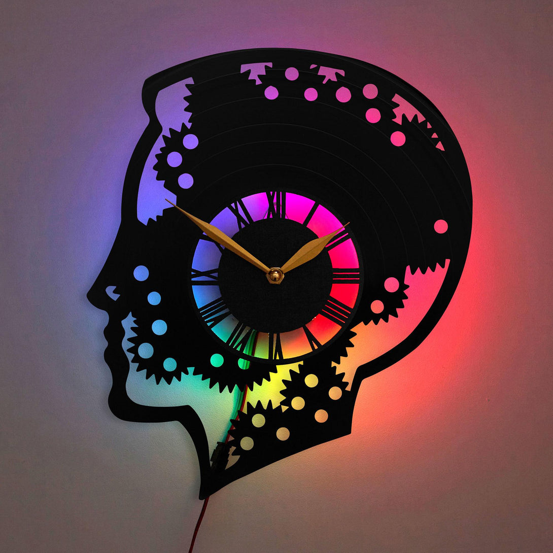 Psychology Wall Clock, Silhouette Clock, Abstract Art Clock, Psychology