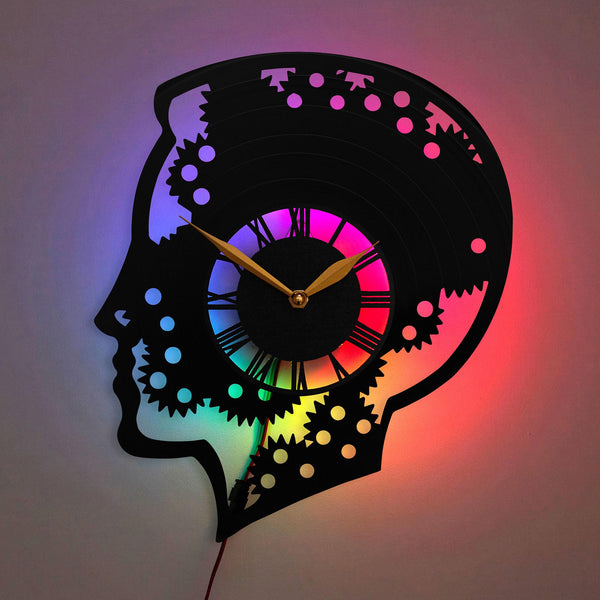 Psychology Wall Clock, Silhouette Clock, Abstract Art Clock, Psychology