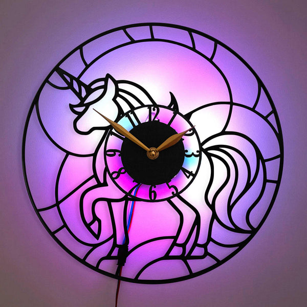 Unicorn wall clock, Fantasy Theme Clock, Magical Unicorn Decor, Mystical Home Clock, Kids Room Unicorn Clock