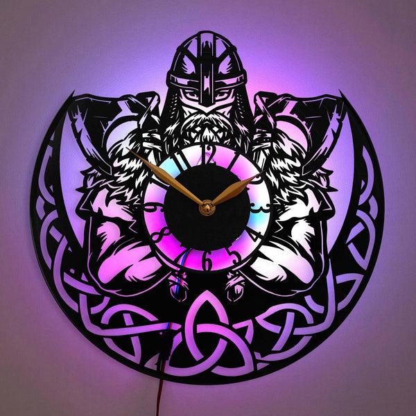 Viking Wall Clock, Nordic Design Clock, Warrior Clock, Celtic Knot Clock