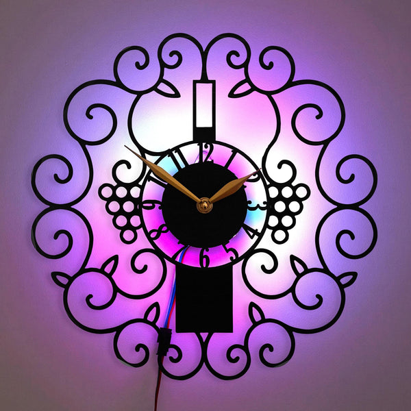 Red Wine And Grapes Clock, Red Wine And Grapes Gift, Ornate Wine Clock, Grape Vine Clock, Wine Decor Clock, Wine Enthusiast Decor, Red Wine, Grapes