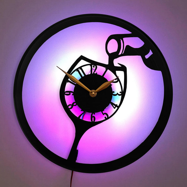 Red Wine And Grapes Clock, Wine Pouring Wall Clock, Wine Glass Clock, Kitchen Decor Clock, Wine Lover Gift, Dining Room Decor, Red Wine