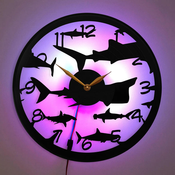 Shark Clock, Shark Gift, Shark Silhouette Clock, Ocean Theme Decor, Sea Life Wall Clock, Ocean Lover Gift, Shark Lover Gift, Shark