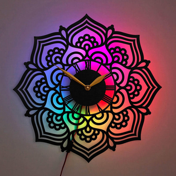 Mandala Wall Clock, Boho Clock, Spiritual Decor, Mandala Gift, Mandala