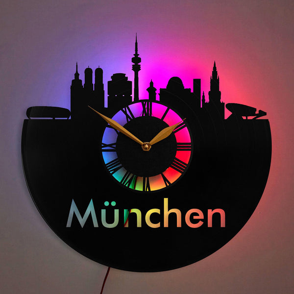 Munich Clock, Munich Gift, Modern Wall Clock, Urban Wall Art, Munich Tourist Gift, Munich