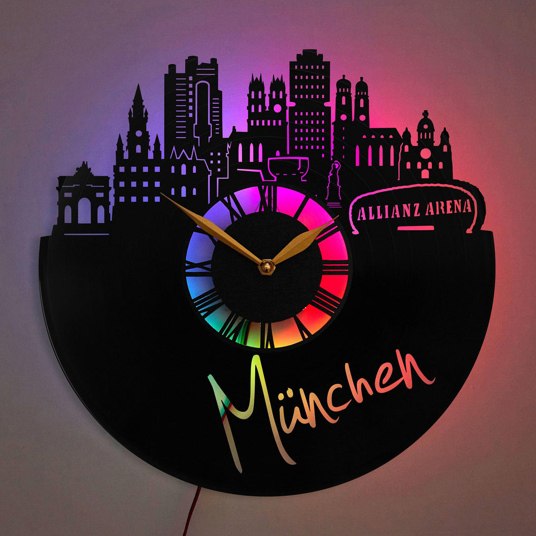Munich Wall Clock, Allianz Arena Clock, Urban Cityscape Clock, Munich Decor, German City Clock, Munich Gift, Munich