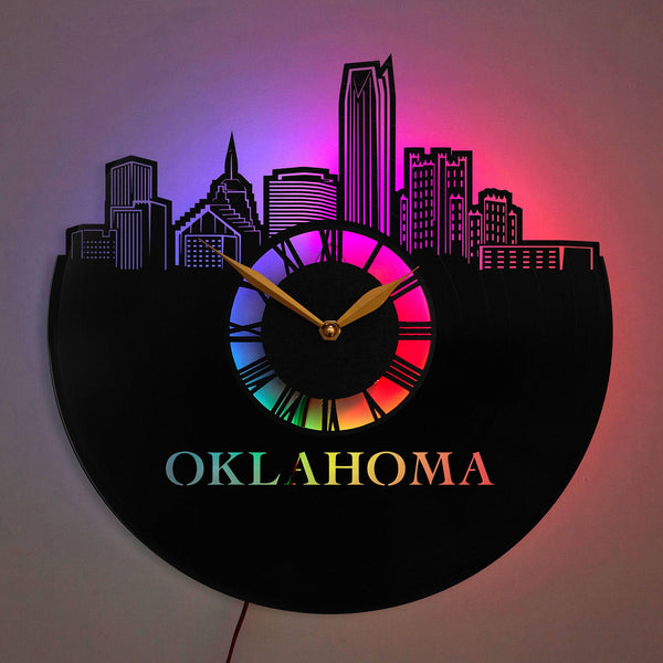 Oklahoma State Clock, Oklahoma Wall Clock, Urban Wall Decor, Oklahoma Gift, Oklahoma City Decor, Oklahoma