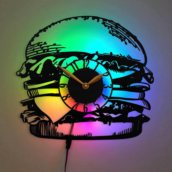 Burger Clock, Cheeseburger Clock, Fast Food Wall Clock, Food Lover Clock