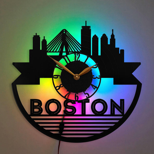 Boston Wall Clock, Boston Skyline Clock, Urban Design Clock
