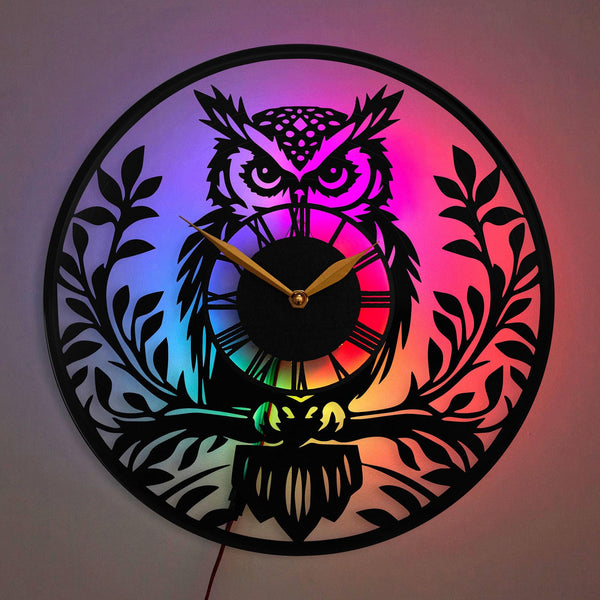 Owl Wall Clock, Owl Gift, Owl Decor Clock, Forest Animal Clock, Gift for Owl Lovers, Wisdom Clock, Nocturnal Animal Clock, Owl, Wisdom, Forest