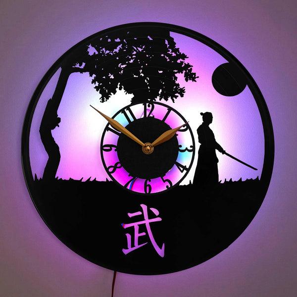 Japanese maritial arts clock, Japan Gift, Samurai Wall Clock, Japanese Calligraphy Clock, Samurai