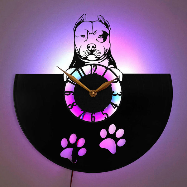 Pitbull dog wall clock, Pet Lover Clock, Pitbull Design Clock, Paw Print Clock, Animal Decor Clock, Dog, Pitbull