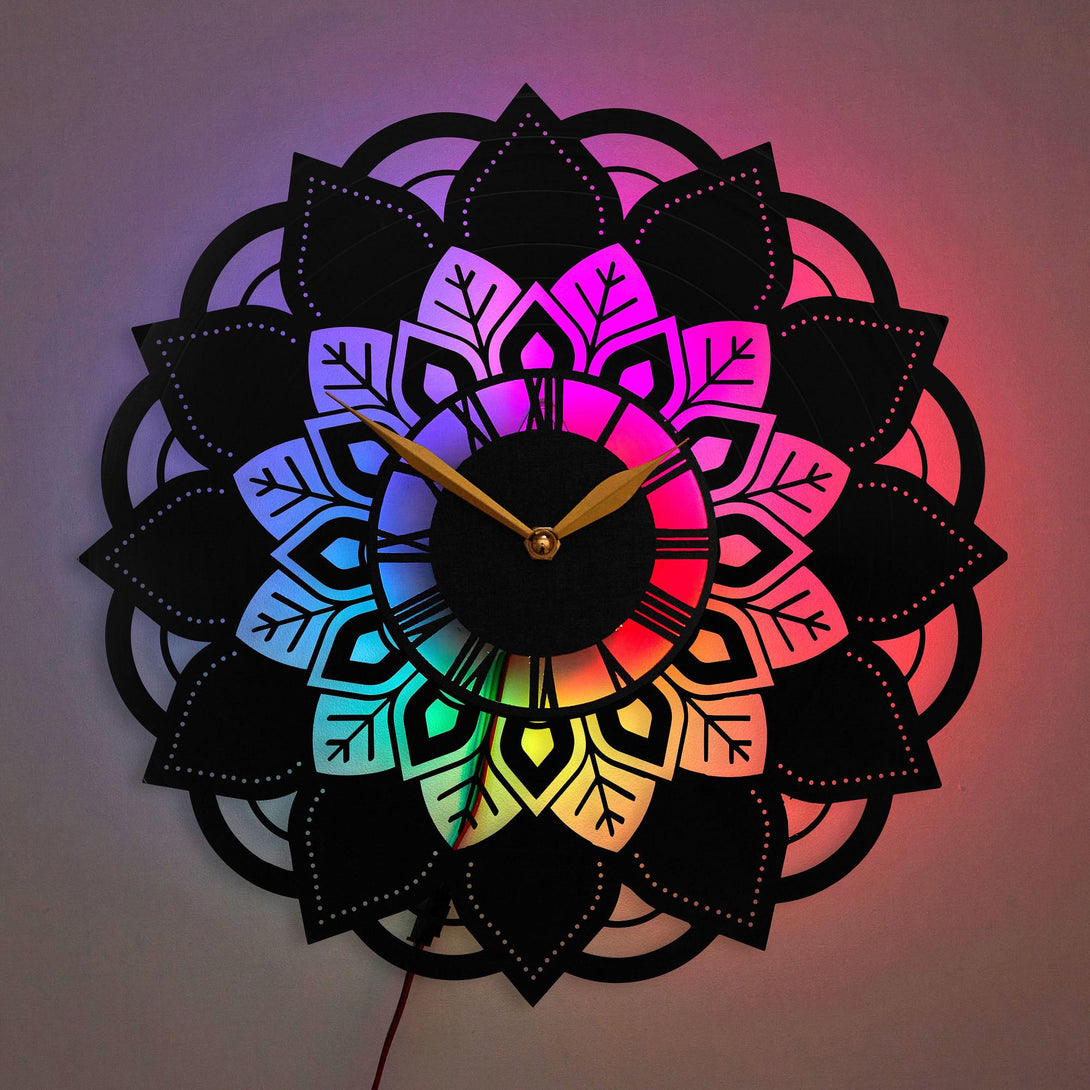 Mandala Wall Clock, Mandala Gift, Mandala Decor, Flower Wall Clock, Mandala Clock Design, Floral Wall Decor, Boho Wall Clock, Boho, Mandala, Yoga