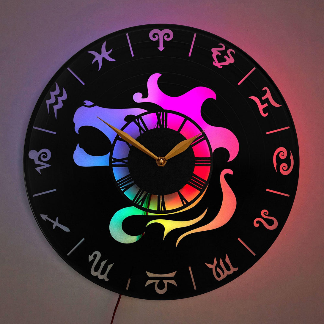 Leo Zodiac Clock, Zodiac Wall Clock, Horoscope Clock, Modern Astrological Clock, Gift for Zodiac Lovers, Zodiac, Horoscope