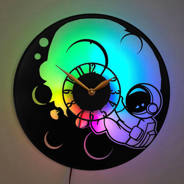 Astronaut Clock, Space Clock, Moon Clock, Galactic Wall Clock