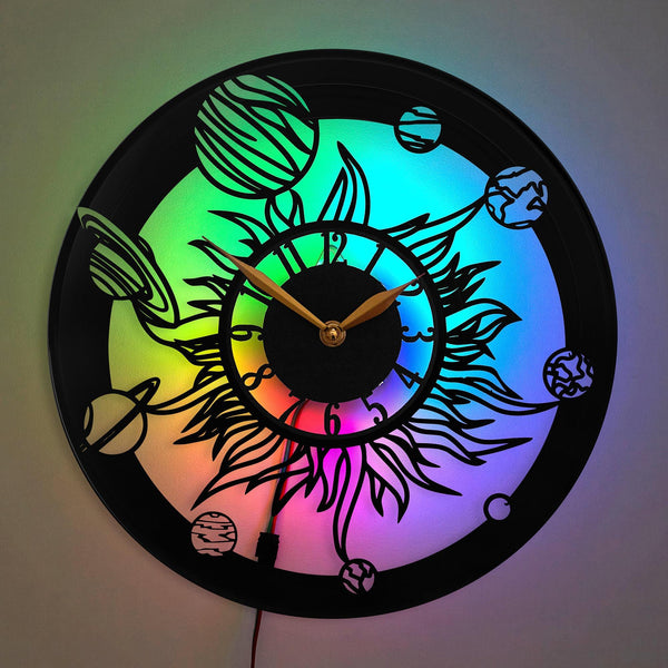 Astronomical Wall Clock, Astronomical Decor, Astronomical Gift, Sun Design Clock, Solar System Clock, Planets and Orbits Clock