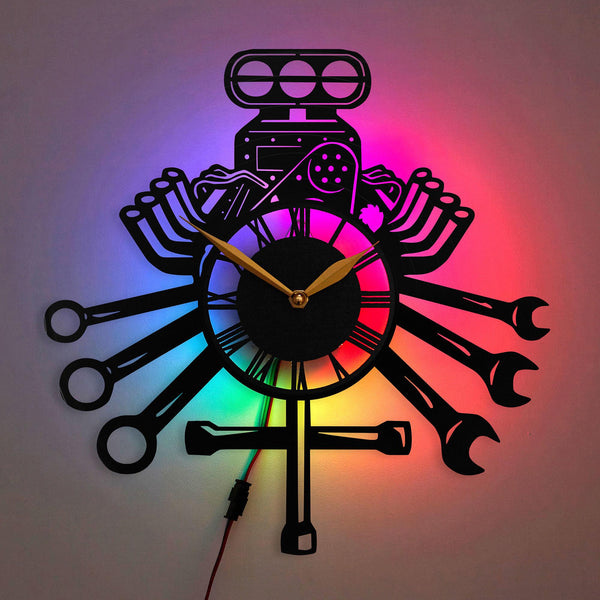 Mechanical Tools Clock, Mechanical Tools Decor, Automotive Mechanic Clock, Car Enthusiast Clock, Engine Art Wall Decor,Mechanical Tools