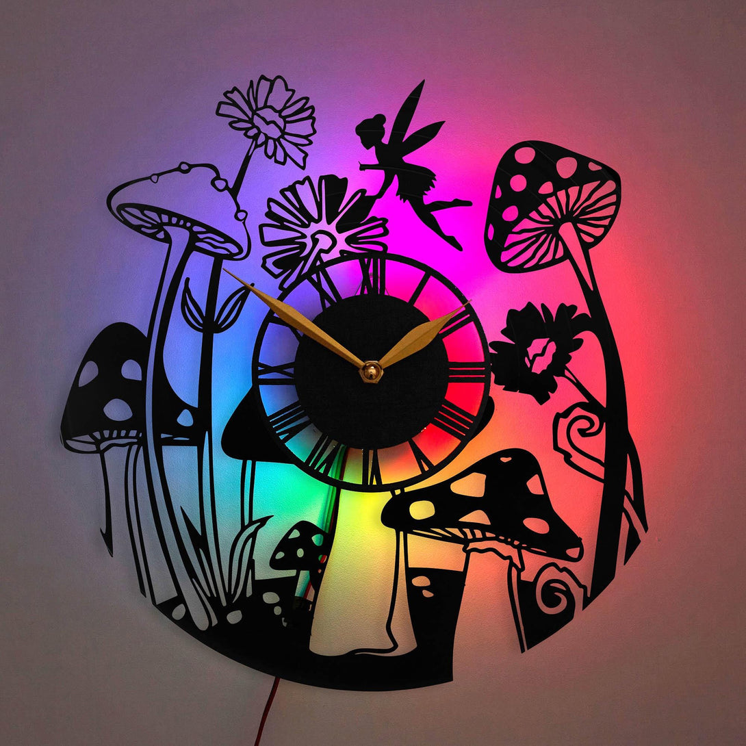 Mushrooms Clock, Mushroom Decor, Magical Wall Decor, Mushroom