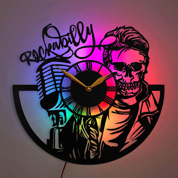 Rnr Wall Clock, Rock and Roll clock, Retro Style clock, Skeleton Rock and Roll decor, Rock and Roll decor, Music Lovers Gift, Rock and Roll