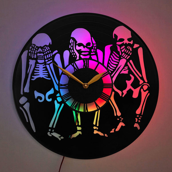 Skeleton Clock, Skeleton Decor, Halloween Themed Clock, Skeleton decor gift, Skeleton