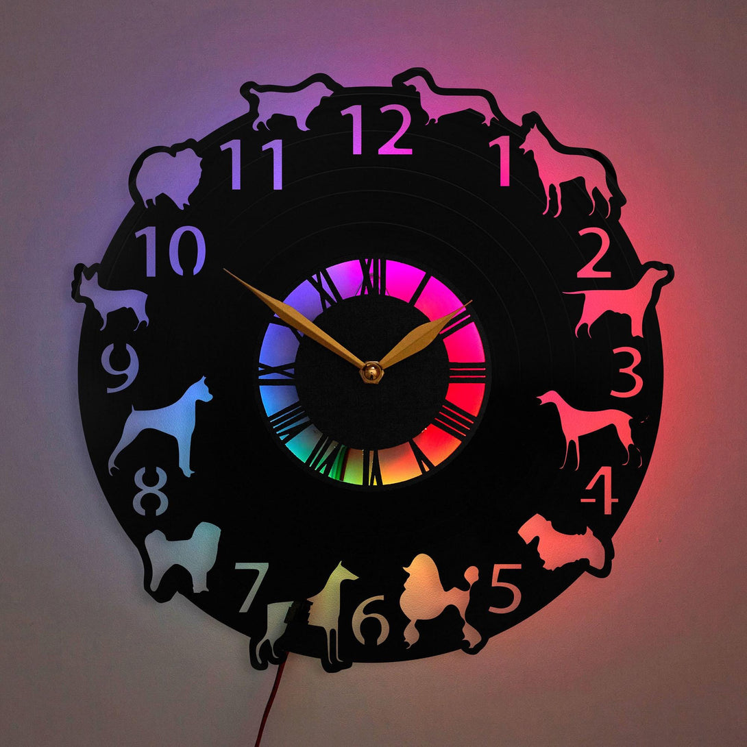 Dogs Clock, Dogs Gift, Dog Breed Wall Clock, Pet Lover Gift Clock, Animal Lover Decor Clock, Dogs Lovers  Gift, Dogs