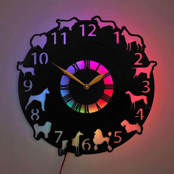 Dogs Clock, Dogs Gift, Dog Breed Wall Clock, Pet Lover Gift Clock, Animal Lover Decor Clock, Dogs Lovers  Gift, Dogs