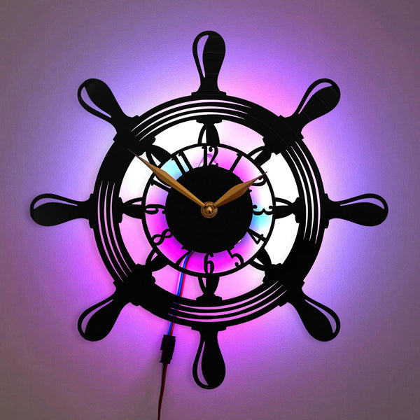 Ship Steering Clock, Ship Steering Gift, Ship Wheel Wall Clock, Sailor Decor Clock, Maritime Wall Art, Ocean Lover Decor, Coastal Wall Clock, Ship Wheel