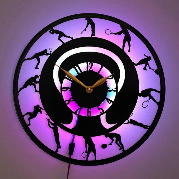Tennis Clock, Tennis Gift, Sports Decor Clock, Tennis Player Silhouette Clock, Tennis Gift, Tennis Room Decor,  Sport Enthusiast Clock, Tennis