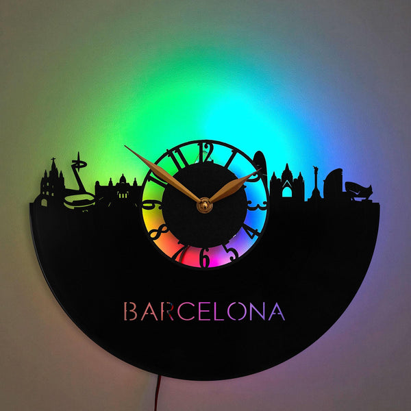 Barcelona Wall Clock, City Skyline Silhouette Clock, Travel Inspired Decor