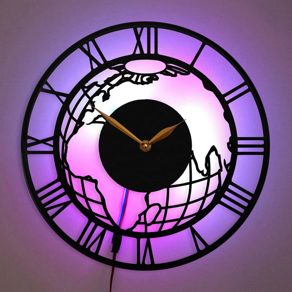 World map clock, Globe Wall Clock, Modern Geographic Clock, Global Design Clock, Earth Inspired Decor