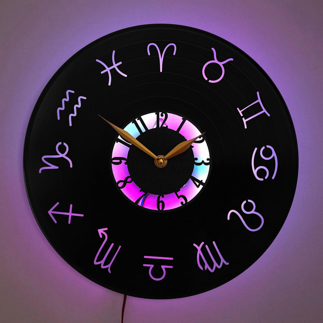 Horoscope Clock, Horoscope Gift, Zodiac Wall Clock, Astrology Decor, Horoscope Symbols Clock, Astrological Sign Decor, Unique Zodiac Gift