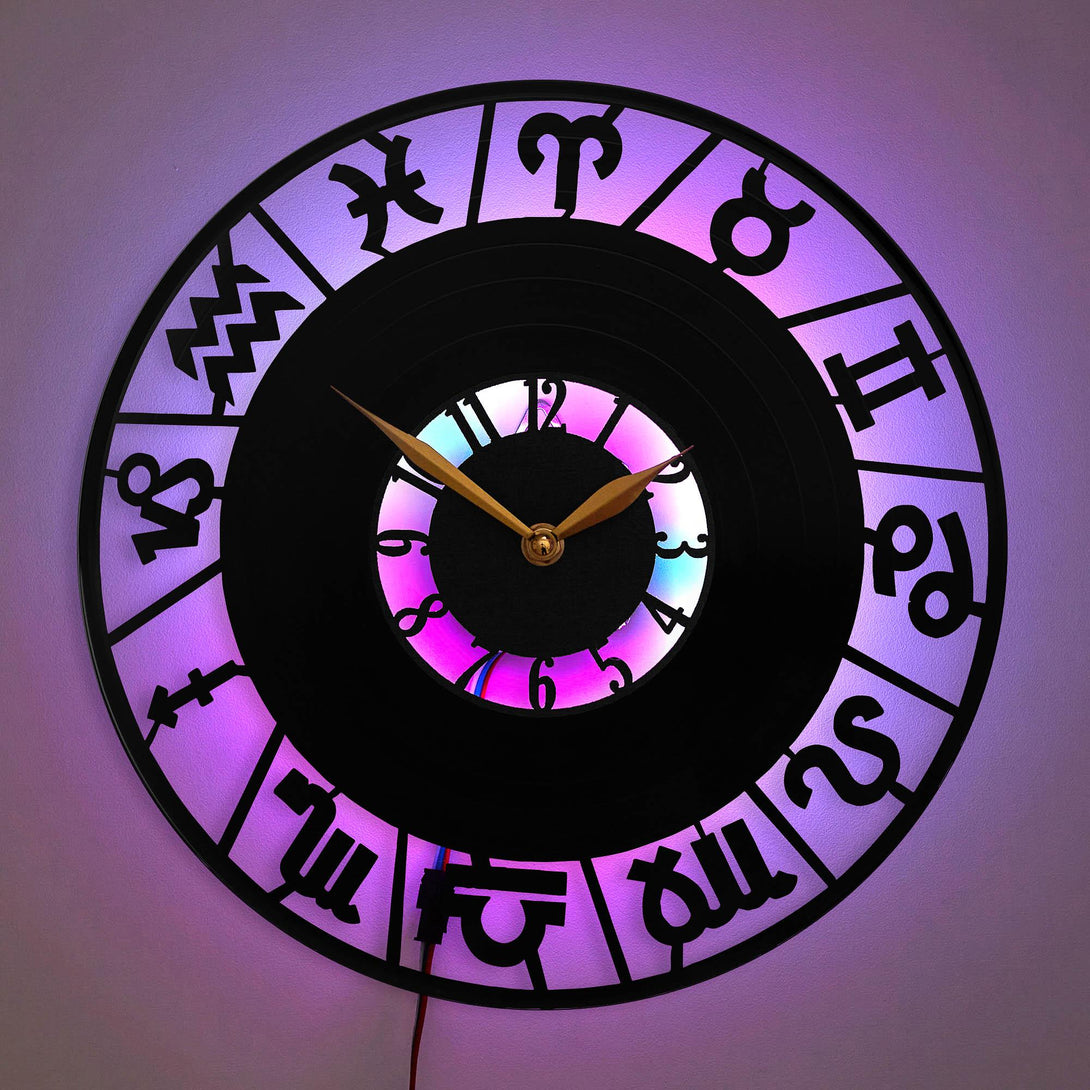 Horoscope Clock, Zodiac Wall Clock, Astrology Decor, Horoscope Symbols Clock, Astrological Sign Clock, Unique Zodiac Gift, Star Sign Decor