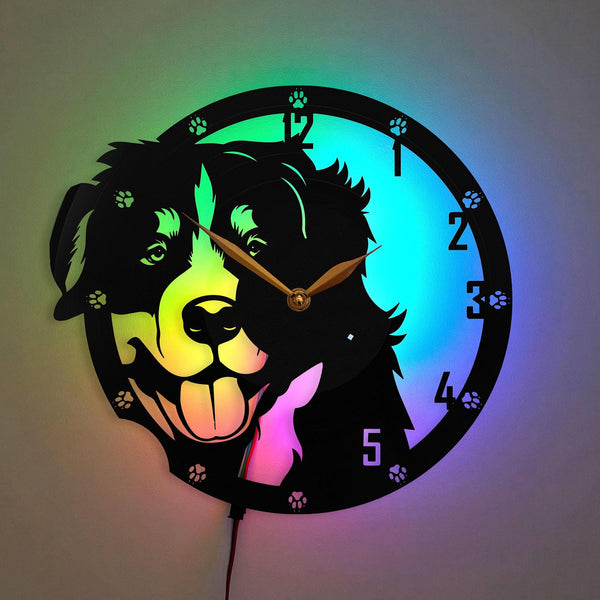 Bernese Mountain Dog Clock, Dog Face Clock, Paw Prints Clock, Pet Theme Clock, Animal Lover Gift